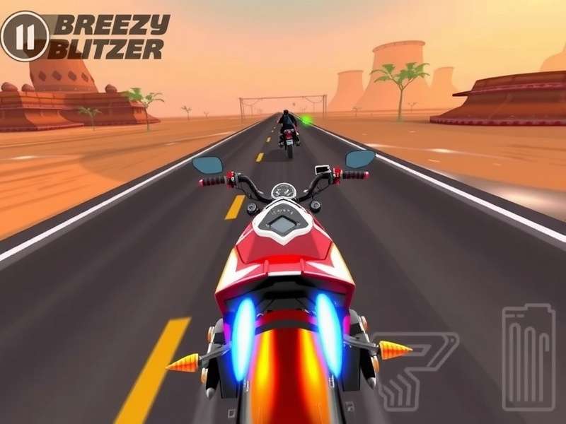 Breezy Blitzer game screenshot showing high-speed racing through Indian landscapes
